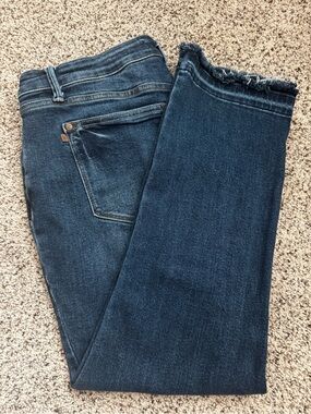 Judy Blue Kick Flare Women’s Dark Blue Frayed Hem Jeans